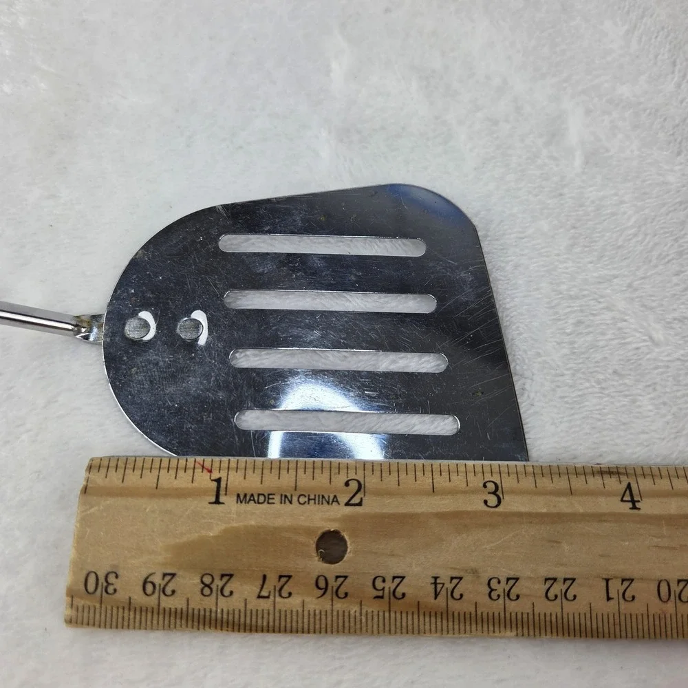 Vintage Slotted Turner Spatula AMES Black Plastic Handle Metal Shaft 10.5 Inch